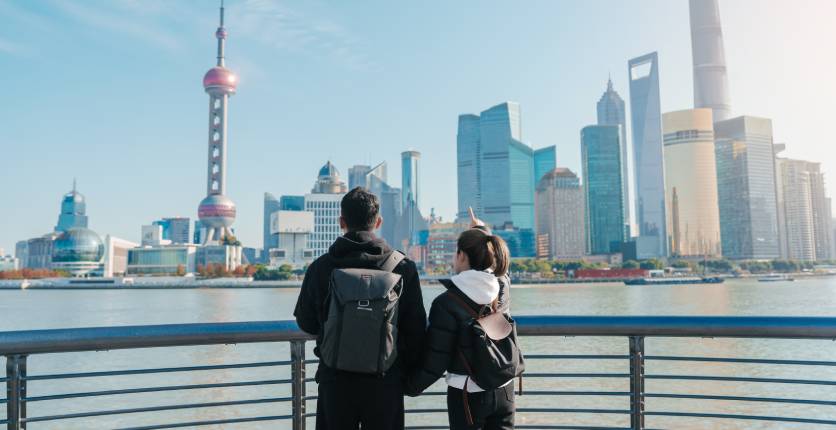 Couple in Shanghai travel