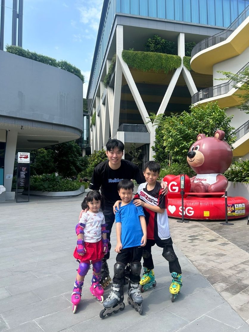 Ernest Wong with skate students
