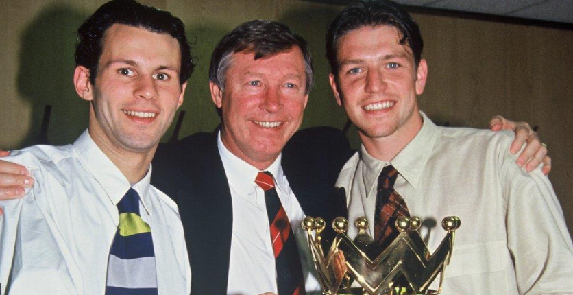 Lee Sharpe with Alex Ferguson