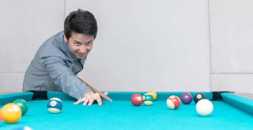 man playing billards