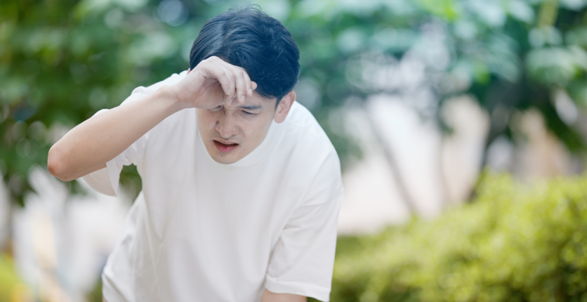 Man unwell outdoors Haze Singapore
