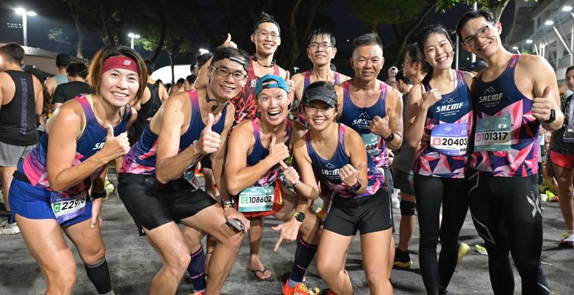 Melvyn Sim at the 2XU Run half marathon with his SRCMF team 