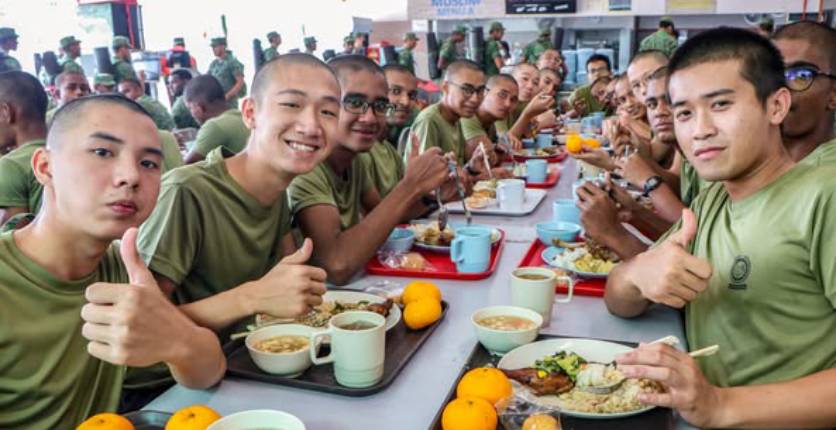 NSmen having lunch at canteen