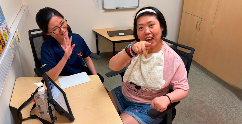 Yee Hua with CPAS Speech Therapist Melanie